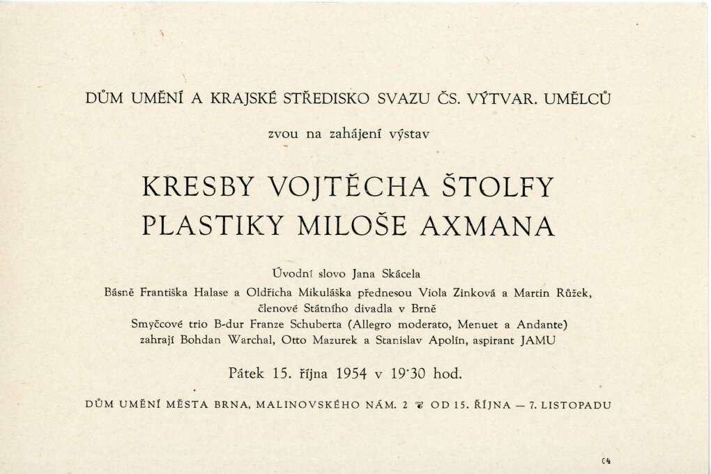 Kresby Vojtěcha Štolfy, plastiky Miloše Axmana